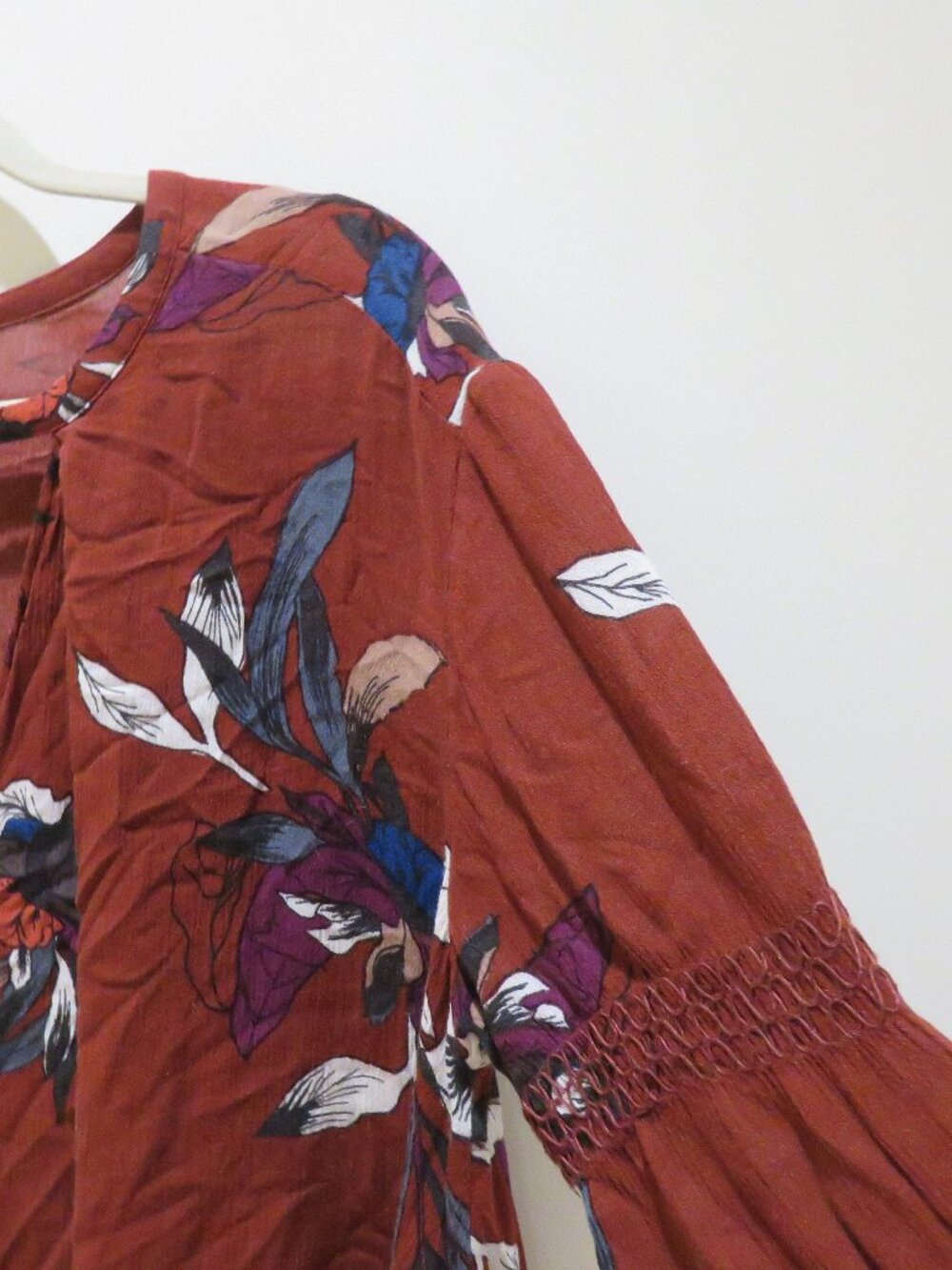 FREE PEOPLE Tree Swing Tunic Dress Electric Orchid Floral Medium Boho Festival - Picture 7 of 12